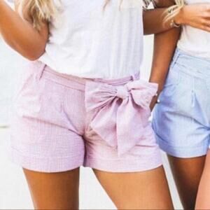 Lauren James Seersucker Bow Shorts